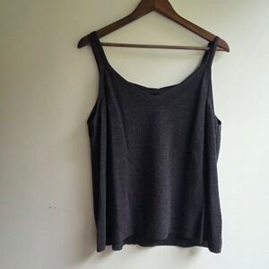 Eileen Fisher Washable Wool Fine Crepe Tank Top Chocolate Brown Italian Yarn XL